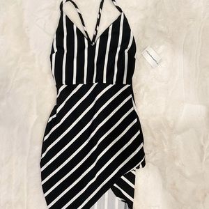 Mystique Boutique black & white strip dress
